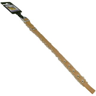 Halsband, pälsfodrade, brun/beige, 15mm x 35cm
