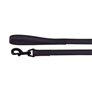 Anti-slip Brunt syntetkoppel med svart friktionsgummi, 2m X 20mm, 2,6mm tjockt. Svartlackerad karbinhake.